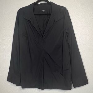 Talbots Top Womens Size 18 Black Collared Pullover Shirt Stretch Career Casual